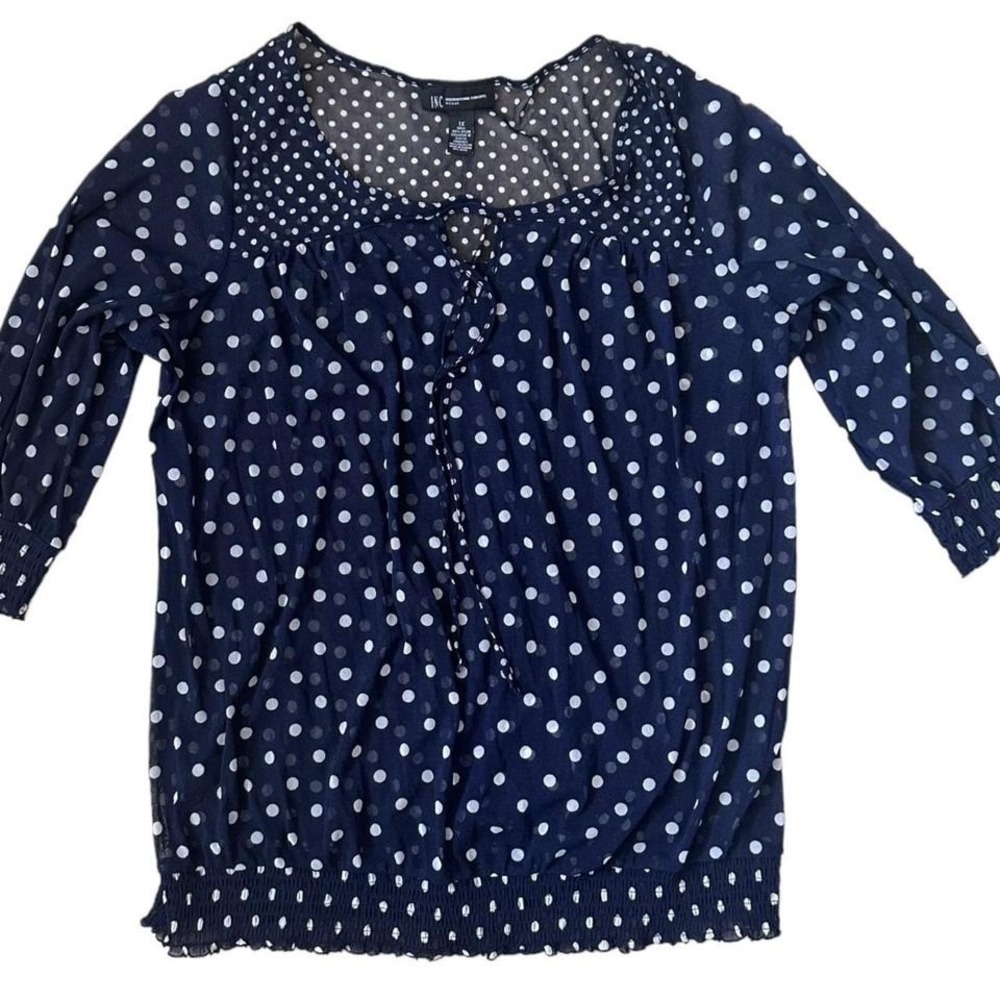 INC Polkadot Sheer Blouse Size‎ 1x Preppy coastal